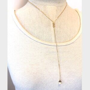 Gold Chevron & Freshwater Pearl "Y" Long Necklace